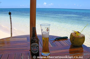 Beer and coconut water by the sea at Fafa Island Resort