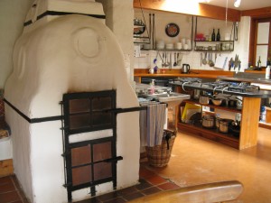 Communal kitchen at San Souci Inn
