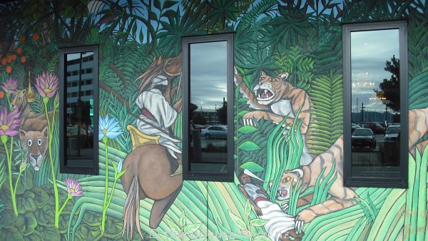 Art work on the exterior of Museum Art Hotel