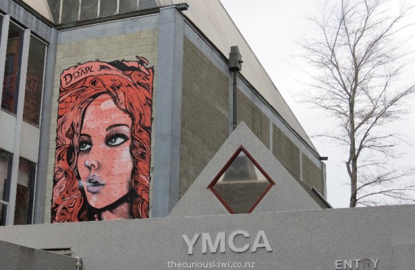 Street art by Drapl on the YMCA building