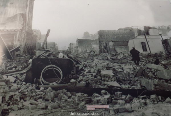 One of the photos on a wall in the city - looking down Upper Emerson Street after the earthquake